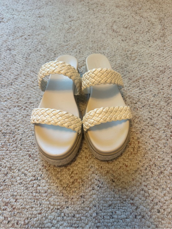 Altar'd State Shoes - Altar'd State Braided Double-Strap Slide Sandals in Cream